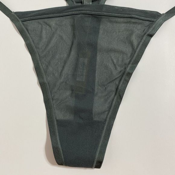 Skims Summer Mesh Thong Panty Panties Women's 4X Green Deep Sea Sheer Sexy NEW - Picture 5 of 11